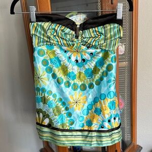 Vintage Y2K Strapless Floral Print Womens Top